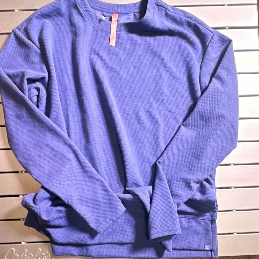 SOYBU Women's Purple Crew Neck Long Sleeve Pullover Sweatshirt Solid L